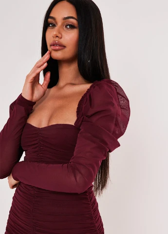 Бордовое вечернее платье футляр Missguided однотонное