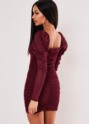 Бордовое вечернее платье футляр Missguided однотонное