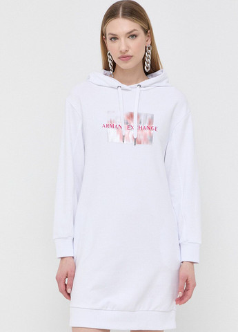 Белое кэжуал платье платье-свитшот Armani Exchange с логотипом