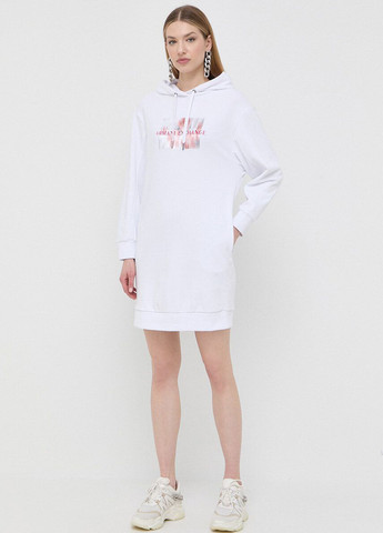 Белое кэжуал платье платье-свитшот Armani Exchange с логотипом