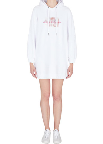 Белое кэжуал платье платье-свитшот Armani Exchange с логотипом