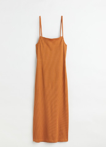 Светло-коричневое кэжуал платье H&M однотонное