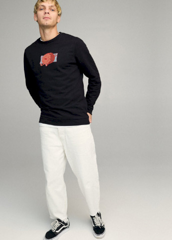 Чорний свитшот мужской basic /no flis/ YAPPI малюнок (254557588)