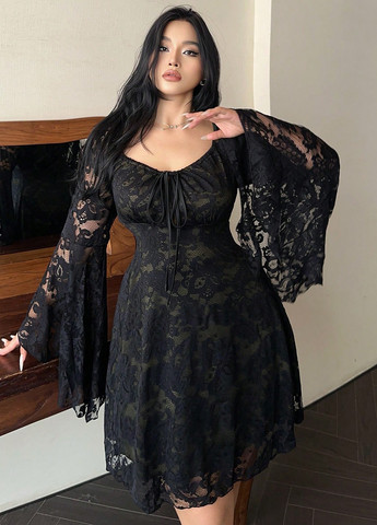 Чорна кежуал сукня а-силует SHEIN однотонна