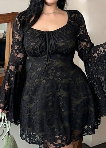 Чорна кежуал сукня а-силует SHEIN однотонна