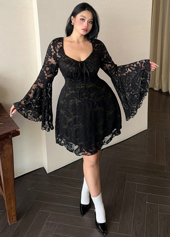 Чорна кежуал сукня а-силует SHEIN однотонна