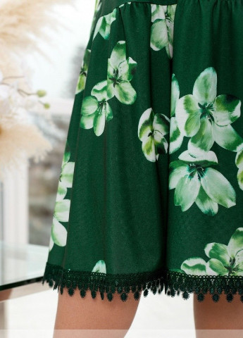 Зеленое вечернее платье женское Sofia с цветочным принтом