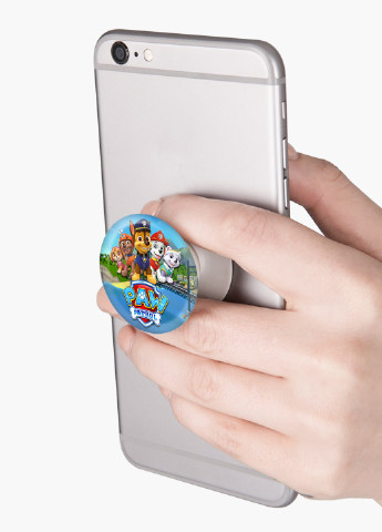 Попсокет (Popsockets) тримач для смартфону Щенячий патруль (PAW Patrol) (8754-1608) Чорний MobiPrint (216748279)
