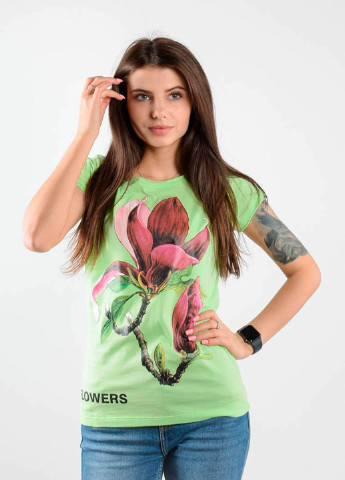 Салатова всесезон футболка flowers салатовий Power Футболки