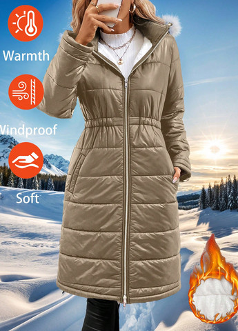 Пісочна зимня куртка SHEIN