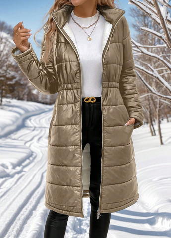 Пісочна зимня куртка SHEIN