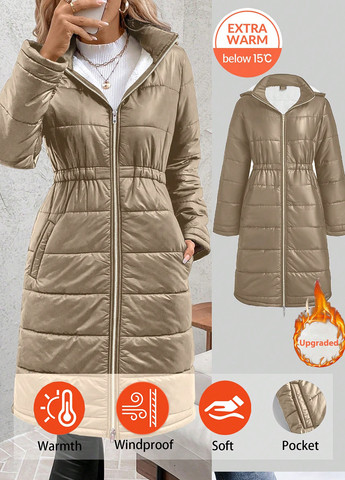 Пісочна зимня куртка SHEIN