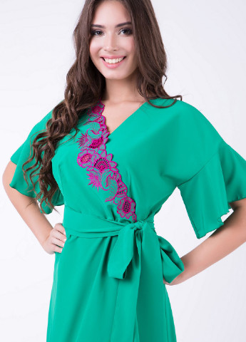 Зеленое кэжуал платье на запах RicaMare с цветочным принтом