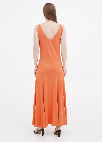 Терракотовое кэжуал платье клеш, с открытой спиной Ralph Lauren однотонное