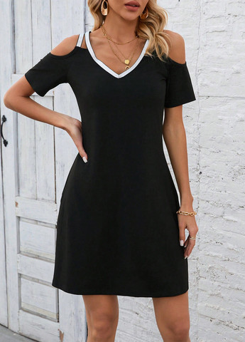 Чорна кежуал сукня а-силует SHEIN однотонна