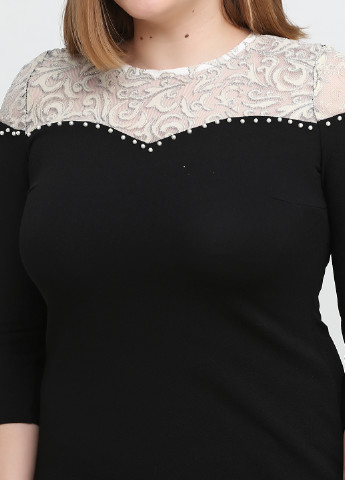 Черно-белое коктейльное платье Perla Bianca однотонное