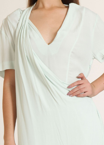 Бирюзовое кэжуал платье с открытой спиной Dresses однотонное