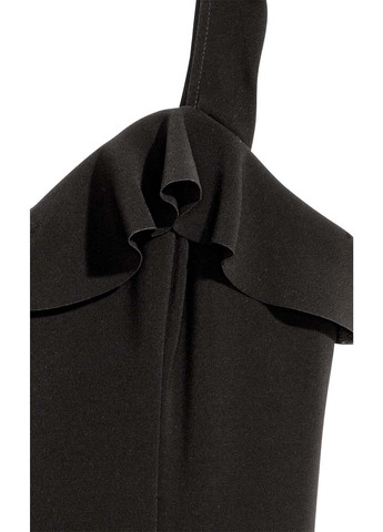 Комбинезон H&M комбинезон-брюки однотонный чёрный кэжуал полиэстер