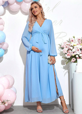 Блакитна кежуал сукня для вагітних а-силует SHEIN однотонна