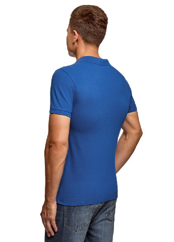 Синяя футболка-поло для мужчин Oodji с надписью