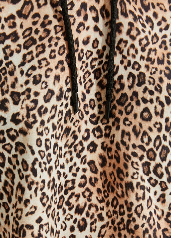 Худи KOTON леопардовые коричневые кэжуалы полиэстер