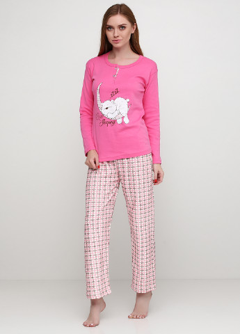 Розовая всесезон пижама утепленная (лонгслив, брюки) Good Night Pajama