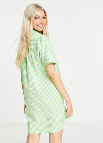 Зеленое кэжуал платье рубашка Wednesday's Girl в клетку