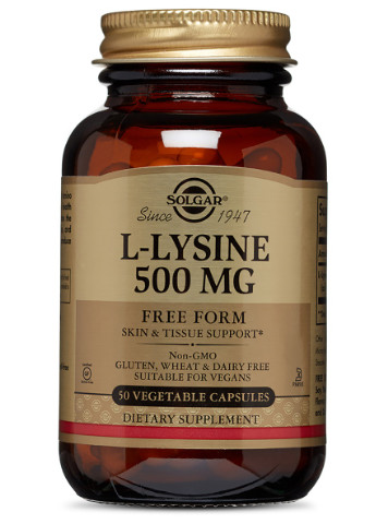 L-Лизин, L-Lysine,, 500 mg, 50 вегетарианских капсул Solgar