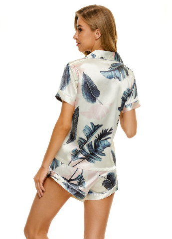 Бирюзовая всесезон пижама женская lagoon рубашка + шорты Berni Fashion 58384