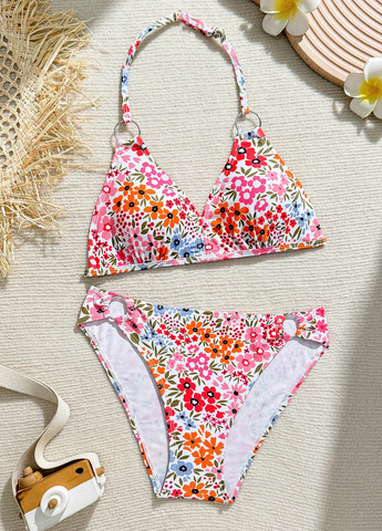 Розовый летний купальник (лиф, трусики) бикини, раздельный SHEIN