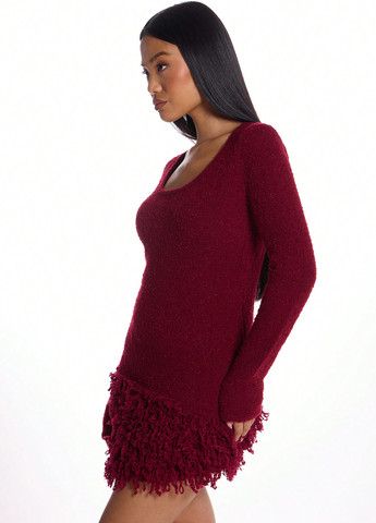 Темно-бордовое праздничный, карнавальный, вечернее, кэжуал платье футляр, а-силуэт SHEIN однотонное