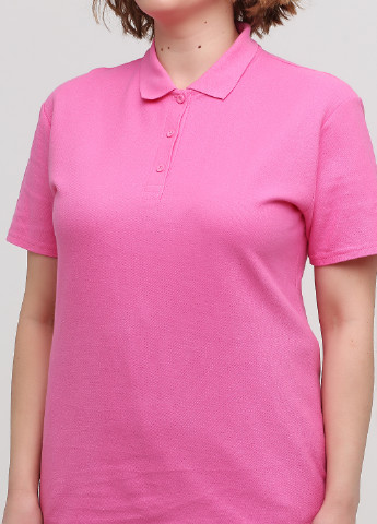 Розовая женская футболка-поло Anvil однотонная