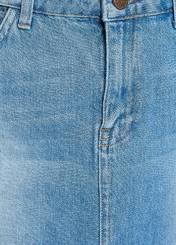 Голубая джинсовая однотонная юбка KOTON а-силуэта (трапеция)