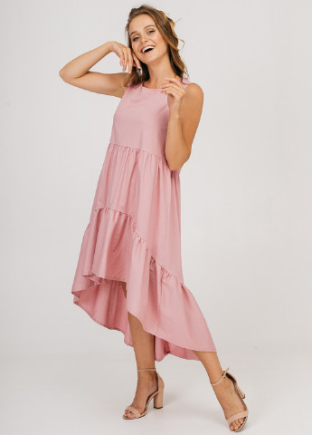 Розовое кэжуал платье а-силуэт Bessa однотонное