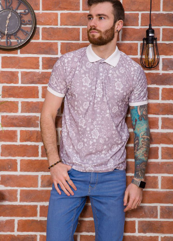 Сливовая футболка-поло для мужчин Ager с цветочным принтом