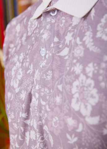 Сливовая футболка-поло для мужчин Ager с цветочным принтом