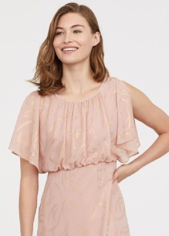 Розовое вечернее длинное коктейльное платье H&M однотонное