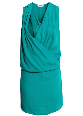 Бирюзовое кэжуал платье для кормящих футляр H&M однотонное