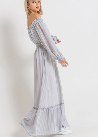 Светло-серое кэжуал платье клеш, в греческом стиле Vovk однотонное