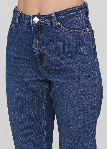 Джинси Monki завужені, вкорочені однотонні сині джинсові бавовна