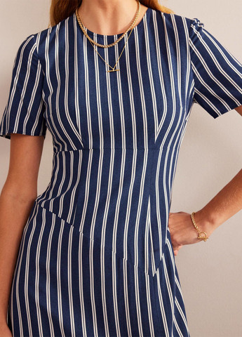 Темно-синя кежуал, ділова сукня футляр Boden в смужку