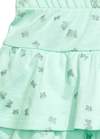 Мятная кэжуал однотонная юбка H&M клешированная