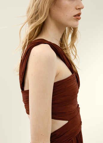 Терракотовое кэжуал платье клеш, с открытой спиной H&M однотонное