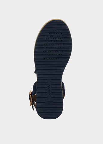 Темно-синие босоножки Geox с ремешком на плетеной подошве, с логотипом