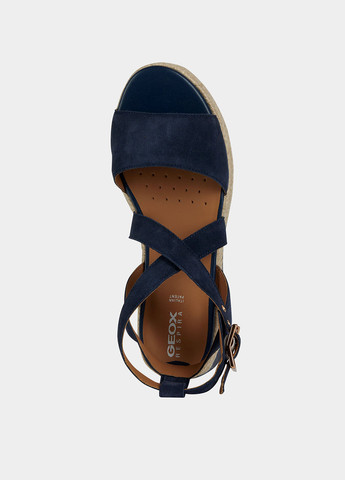 Темно-синие босоножки Geox с ремешком на плетеной подошве, с логотипом