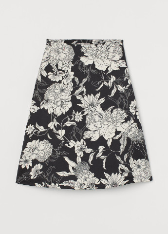 Спідниця H&M квіткова чорно-біла