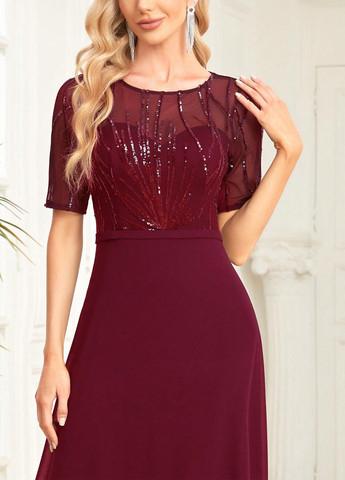 Бордова вечірня сукня а-силует SHEIN однотонна