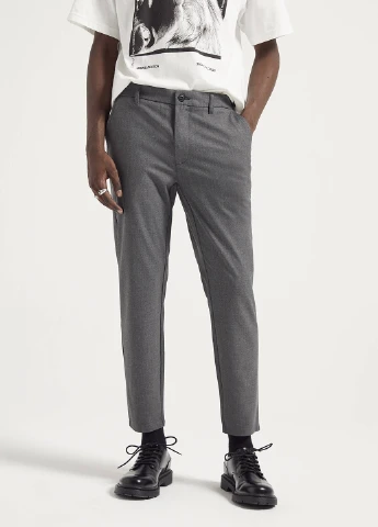 Графитовые кэжуал демисезонные классические брюки Pull & Bear