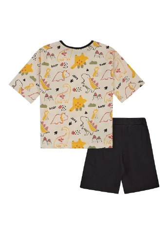 Молочний літній костюм (футболка, шорти) з шортами Flamingo
