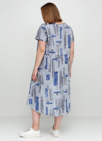 Серо-синее кэжуал платье Made in Italy с геометрическим узором